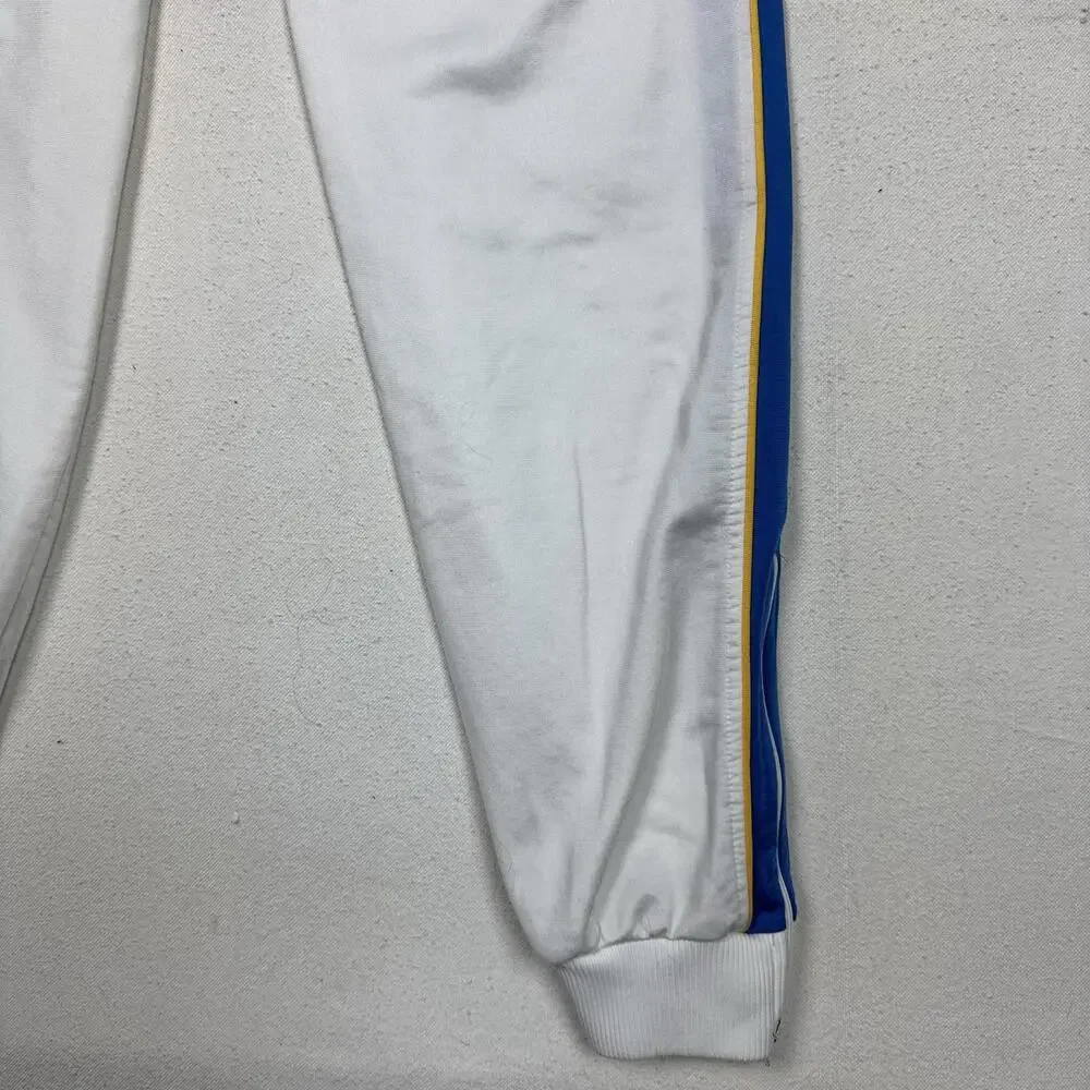 Vintage 80’s Puma Track‎ Pants Embroidered Logo White Blue Yellow